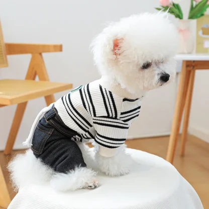 Striped Denim Clothes for Pet - Image 3