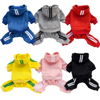Striped Hooded Track Suit for Pets - Image 13