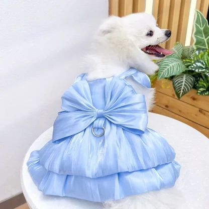 Shiny Princess Pet Dress with Big Bow Decor - Image 2
