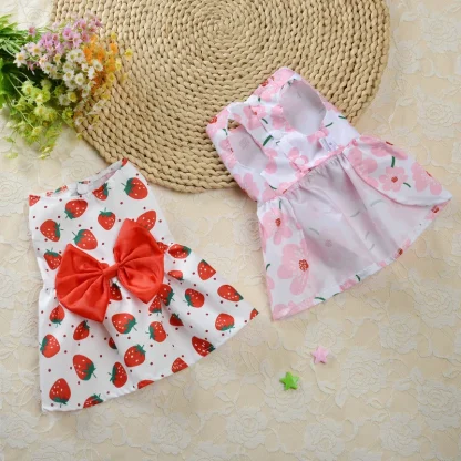 Buttoned Printed Pet Dress with Bow Decor - Image 8