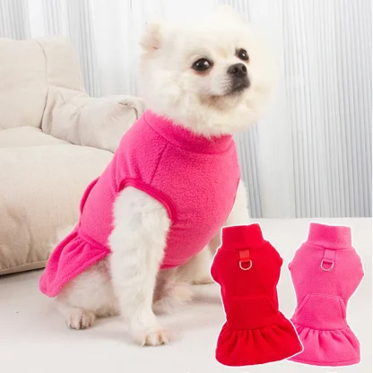 Solid Color Pet Dress with High Collar - Image 6