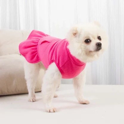 Solid Color Pet Dress with High Collar - Image 5
