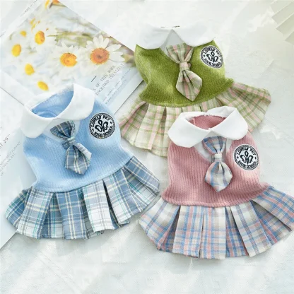 School Uniform for Pets with Plaid Pleated Skirt - Image 10