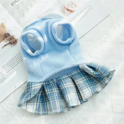 School Uniform for Pets with Plaid Pleated Skirt - Image 3
