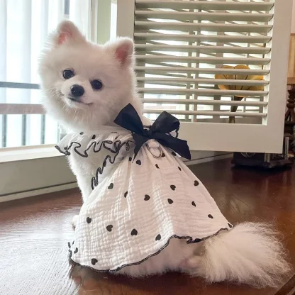 Polka Dot Breathable Dress with Bow