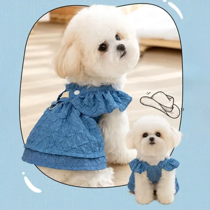 Cute Ruffle Denim Dresse for Pets - Image 7