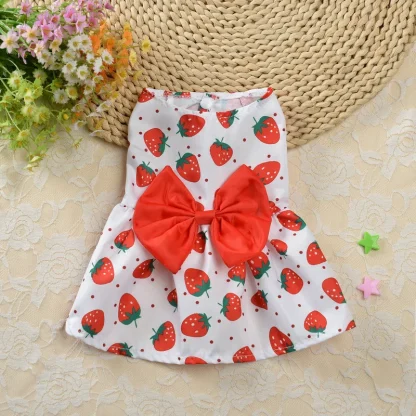 Buttoned Printed Pet Dress with Bow Decor - Image 2