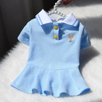 Cute Polo Dress with Pleated Hemline - Image 3