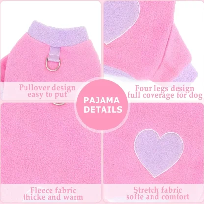 Heart Pattern Pajamas for Small Pets - Image 9