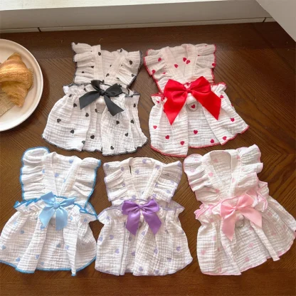 Polka Dot Heart Dress with Bowknot Design - Image 3
