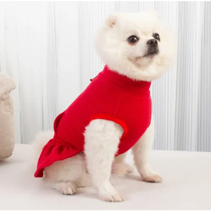 Solid Color Pet Dress with High Collar - Image 4