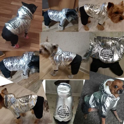 Metallic Pet Jumpsuit with Warm Hoodie - Image 8