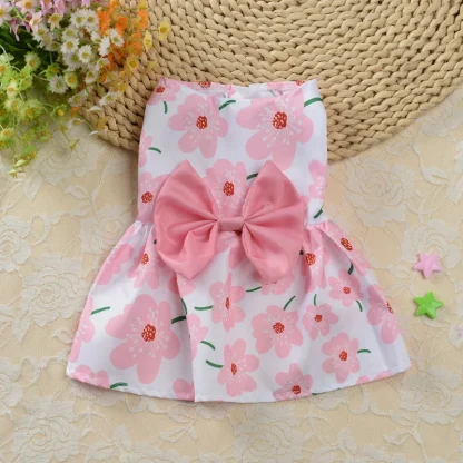 Buttoned Printed Pet Dress with Bow Decor - Image 5