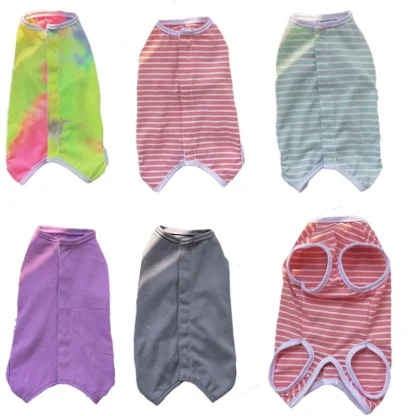 Printed Stripes Pet Clothes with Button Down - Image 6
