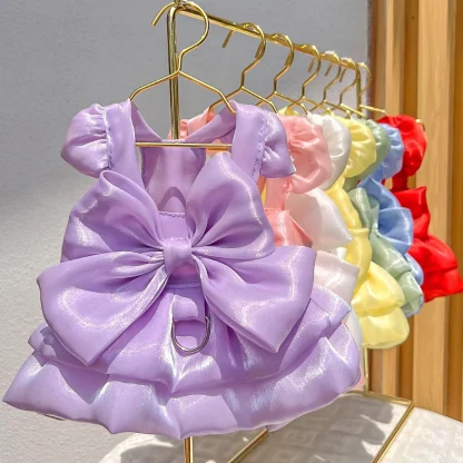 Shiny Princess Pet Dress with Big Bow Decor - Image 14