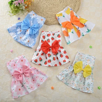 Buttoned Printed Pet Dress with Bow Decor - Image 10