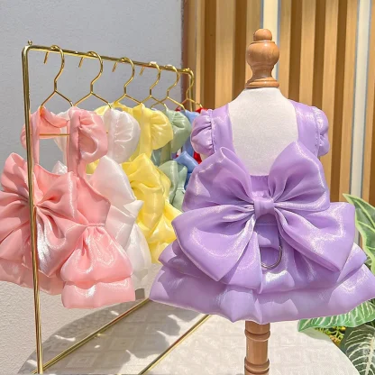 Shiny Princess Pet Dress with Big Bow Decor - Image 13