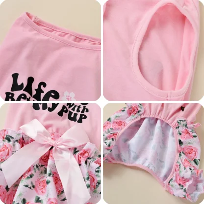 Pink Floral Pet Dress with Bowknot - Image 5