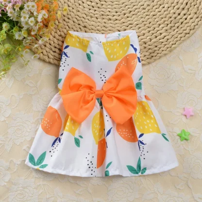 Buttoned Printed Pet Dress with Bow Decor - Image 4