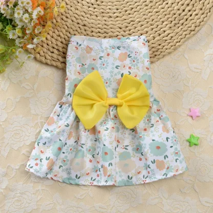 Buttoned Printed Pet Dress with Bow Decor - Image 7