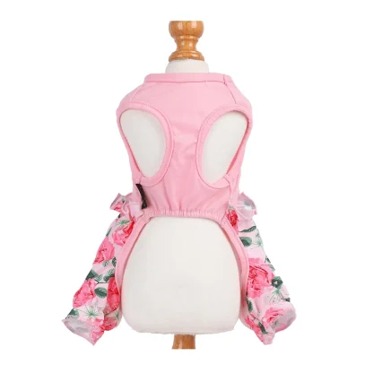 Pink Floral Pet Dress with Bowknot - Image 2