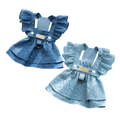 Cute Ruffle Denim Dresse for Pets - Image 3
