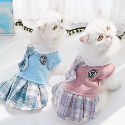 School Uniform for Pets with Plaid Pleated Skirt - Image 7