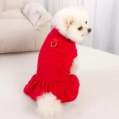 Solid Color Pet Dress with High Collar - Image 2