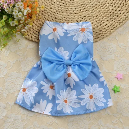 Buttoned Printed Pet Dress with Bow Decor - Image 6