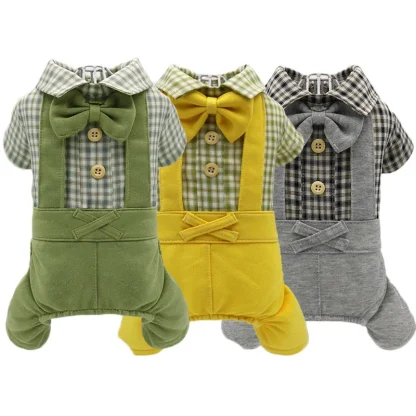 Plaid Print Pet Clothes with Collar - Image 5