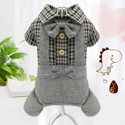 Plaid Print Pet Clothes with Collar - Image 2