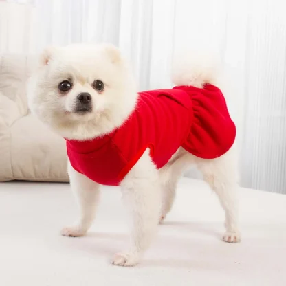 Solid Color Pet Dress with High Collar - Image 3