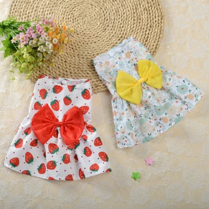 Buttoned Printed Pet Dress with Bow Decor - Image 9