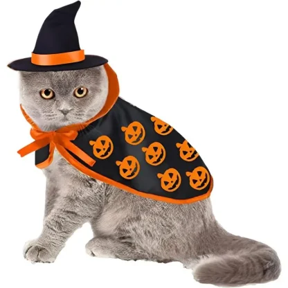 Cloak for Pets with Halloween Pumpkin Print - Image 2