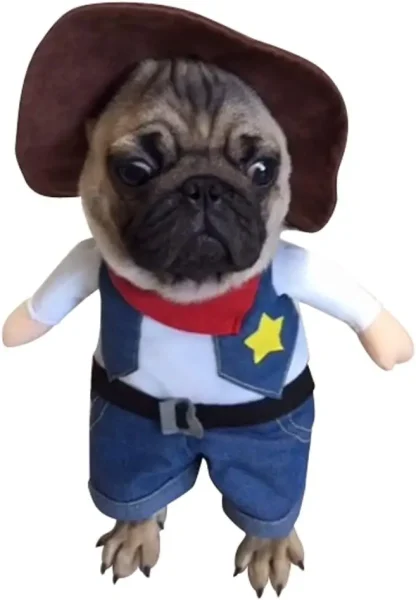 Funny Pet Cowboy Outfit with Hat - Image 7