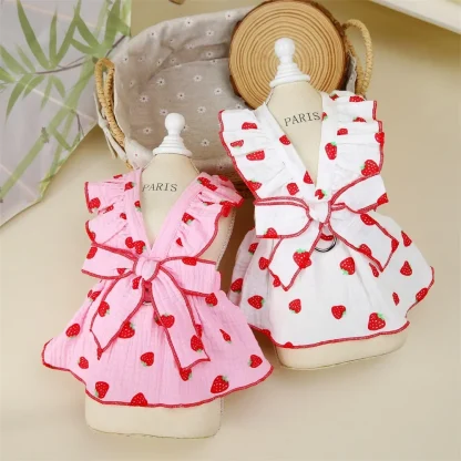Bow Dress with Strawberry Pattern - Image 2