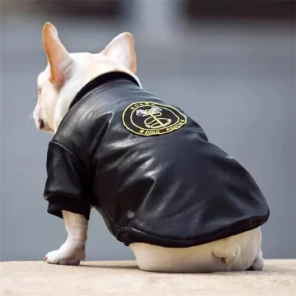 Black Faux Leather Jacket for Pets - Image 6