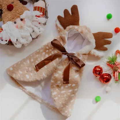 Cute Elk Cloak Pet Custome with Antler