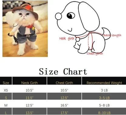 Funny Pet Cowboy Outfit with Hat - Image 12