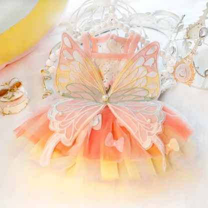 Colorful Dress with Butterfly Wing Design - Image 3