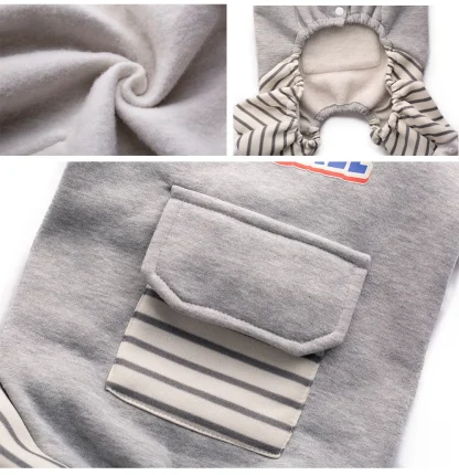 Striped Turtleneck Jumpsuit with Fleece Lined - Image 4