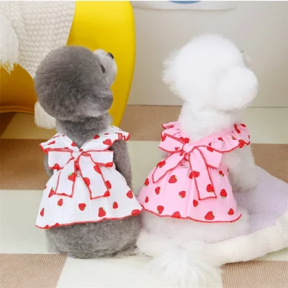 Bow Dress with Strawberry Pattern - Image 7