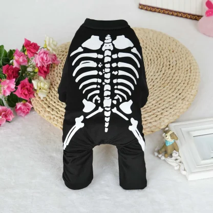 Black Pet Jumpsuit with Skeleton Print - Image 4