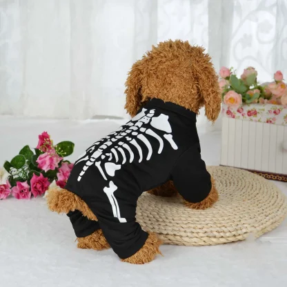 Black Pet Jumpsuit with Skeleton Print - Image 2