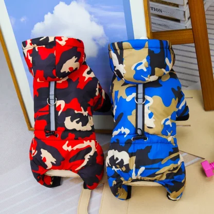 Camo Print Pet Jumpsuit with Hood - Image 10