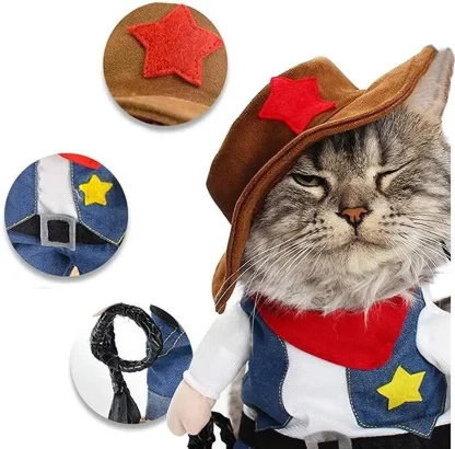 Funny Pet Cowboy Outfit with Hat - Image 3