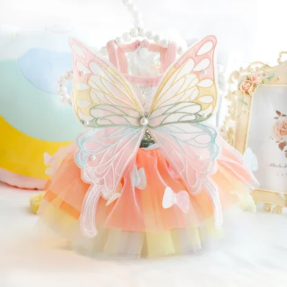 Colorful Dress with Butterfly Wing Design - Image 2