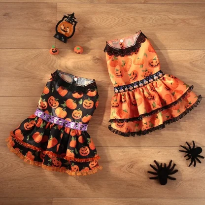 Halloween Dress with Pumpkin Prints