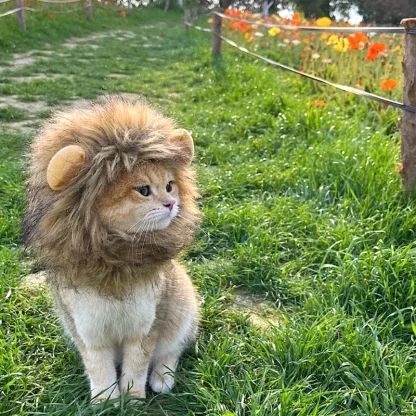 Funny Lion Faux Fur Headpiece for Pets - Image 11