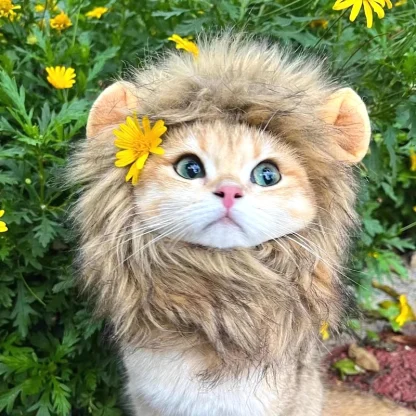 Funny Lion Faux Fur Headpiece for Pets - Image 13